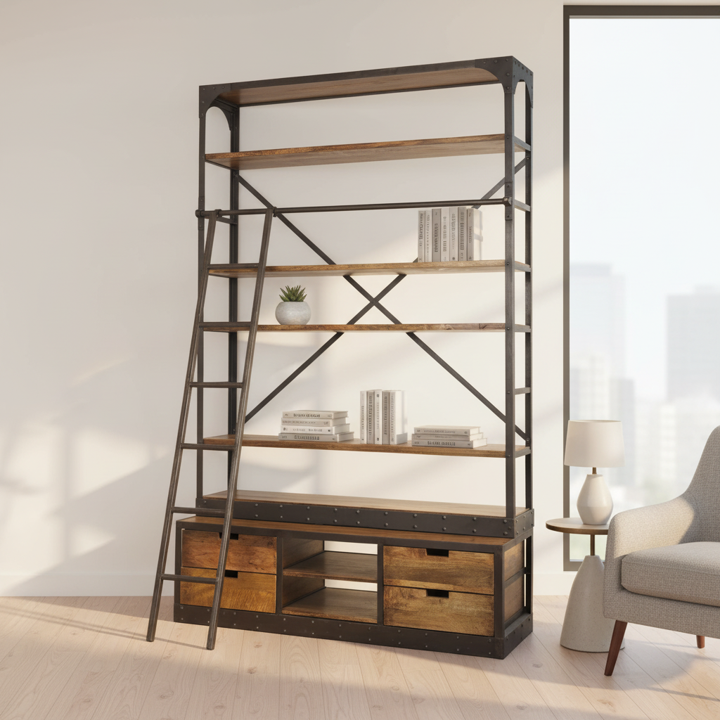 Mercana Brodie 57" x 19.5" x 94" Iron Wall Shelf