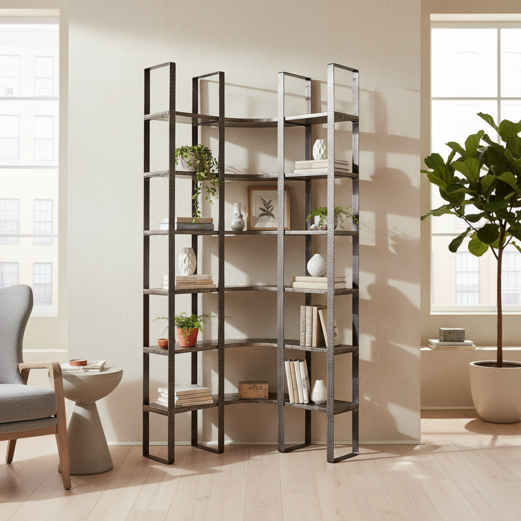 Mercana Turner 36.5" x 36.5" x 90" Iron Wall Shelf