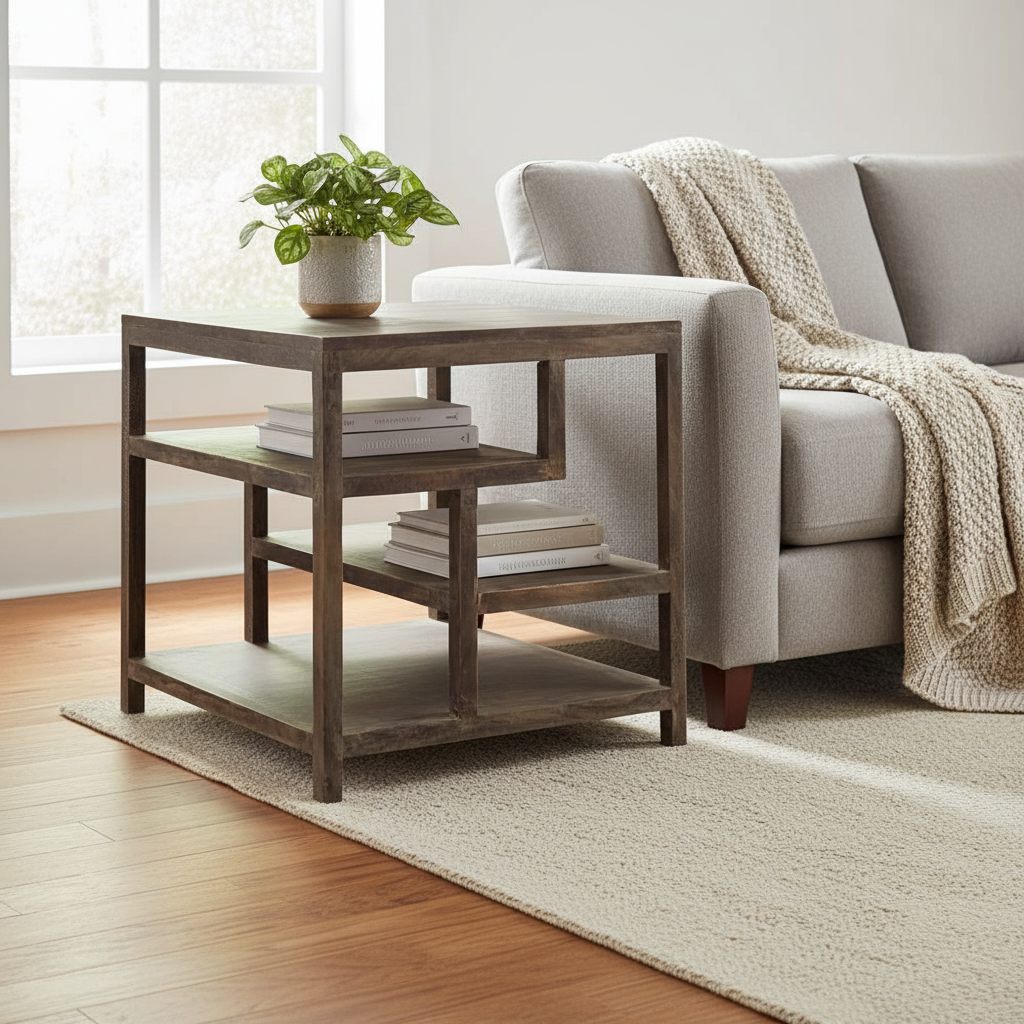 Mercana Wright 22" x 22" x 22" Solid Wood Side Table