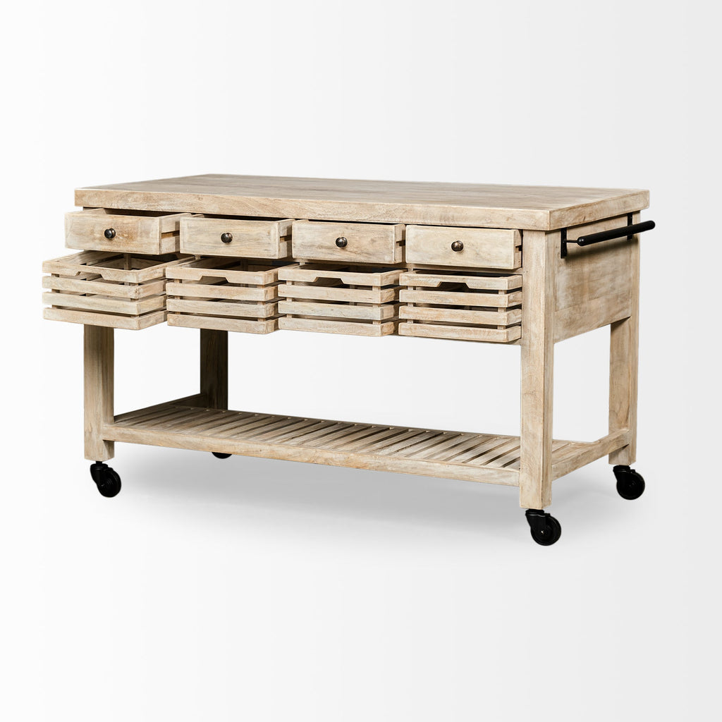 Mercana Columbia 56" x 28" x 36" Solid Wood Kitchen Island