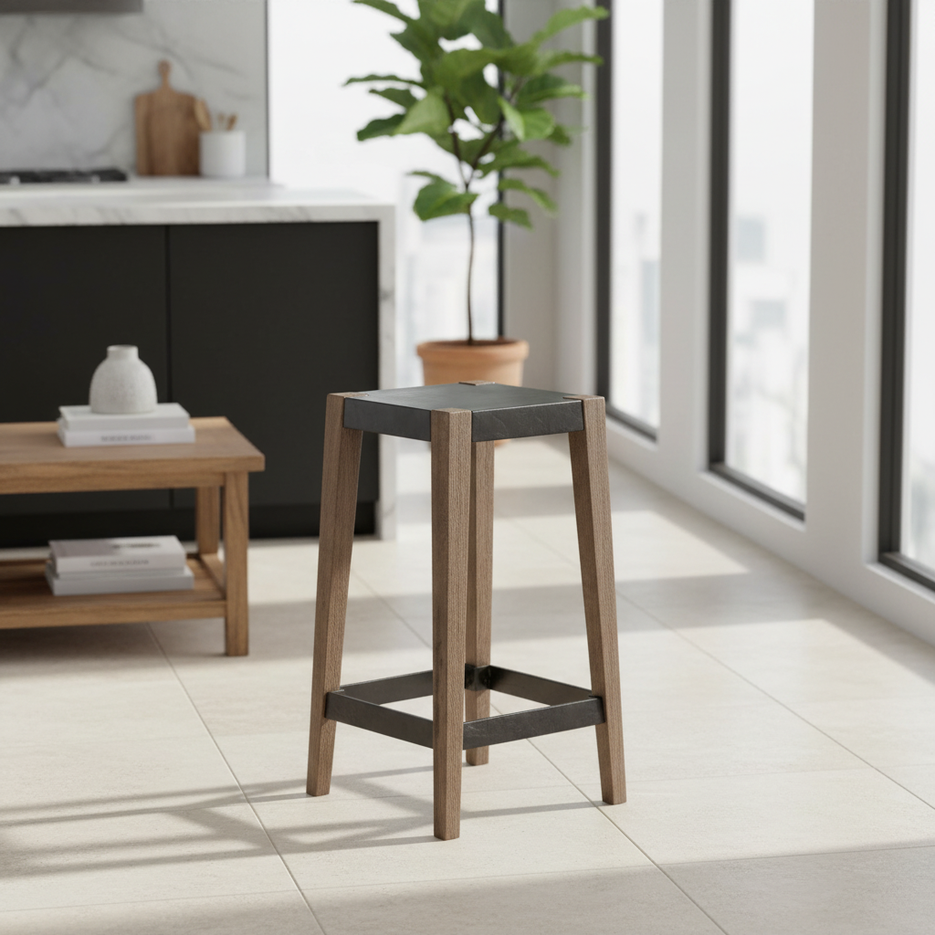 Mercana Nell 15" x 15" x 26" Solid Wood Stool