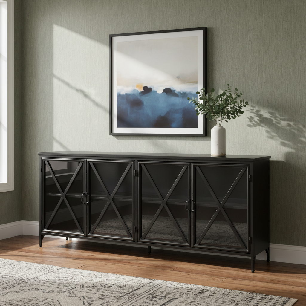 Mercana Poppy 79" x 16" x 33" Iron Sideboard