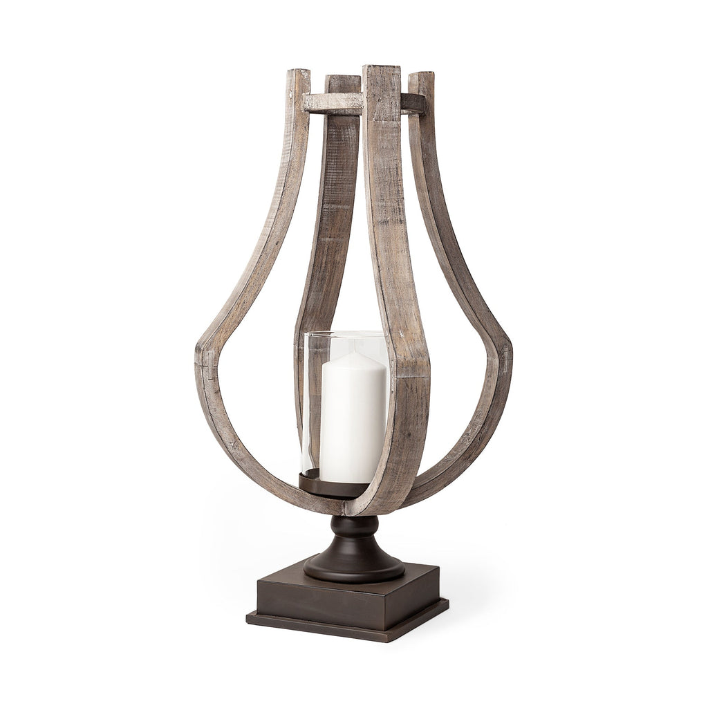 Mercana Brillion 11" x 10.8" x 25" Solid Wood Candle Holder