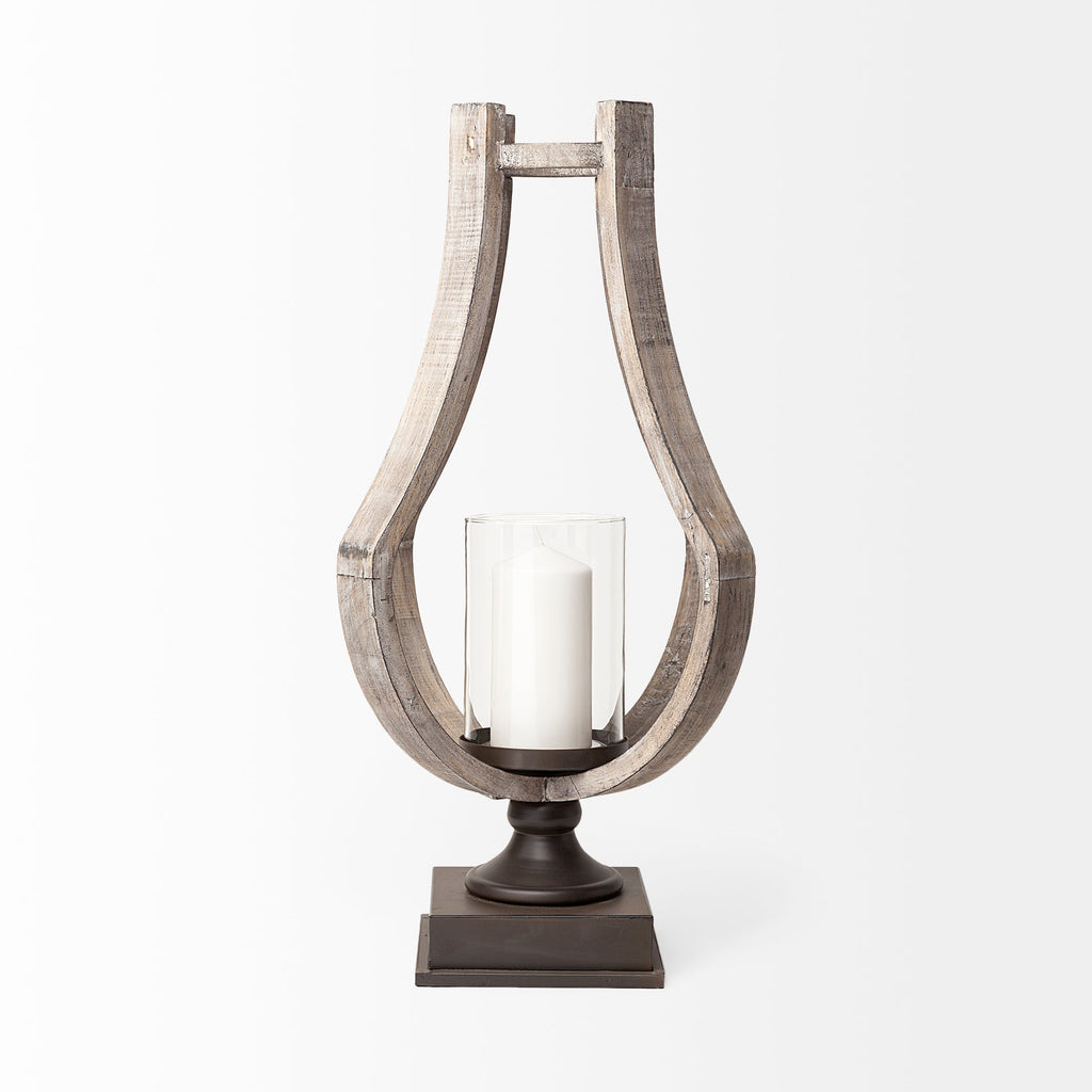 Mercana Brillion 11" x 10.8" x 25" Solid Wood Candle Holder
