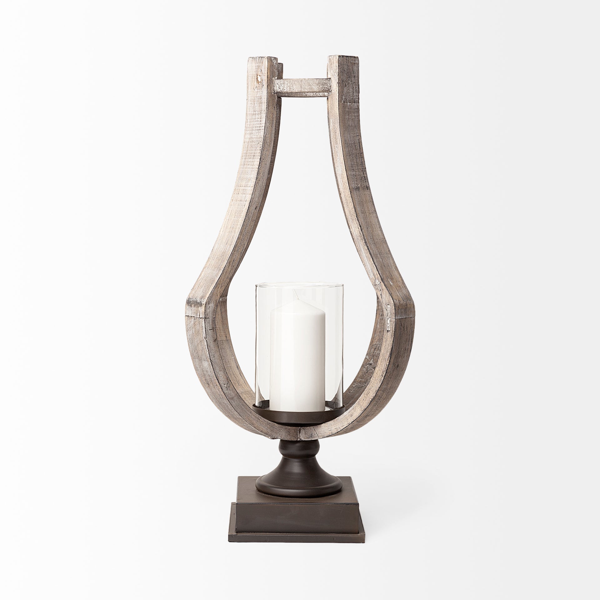 Mercana Brillion 11" x 10.8" x 25" Solid Wood Candle Holder