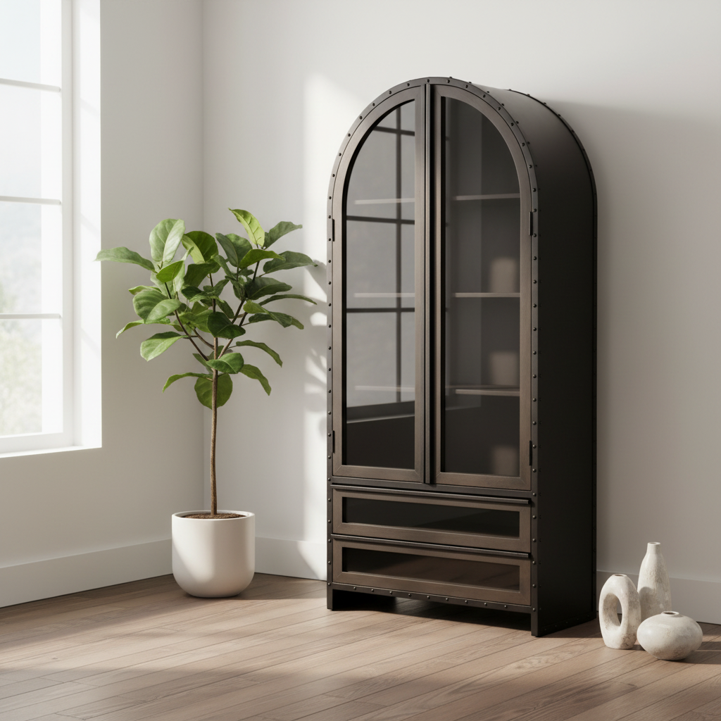 Mercana Gehry 33.3" x 16.3" x 72.3" Iron Display Cabinet