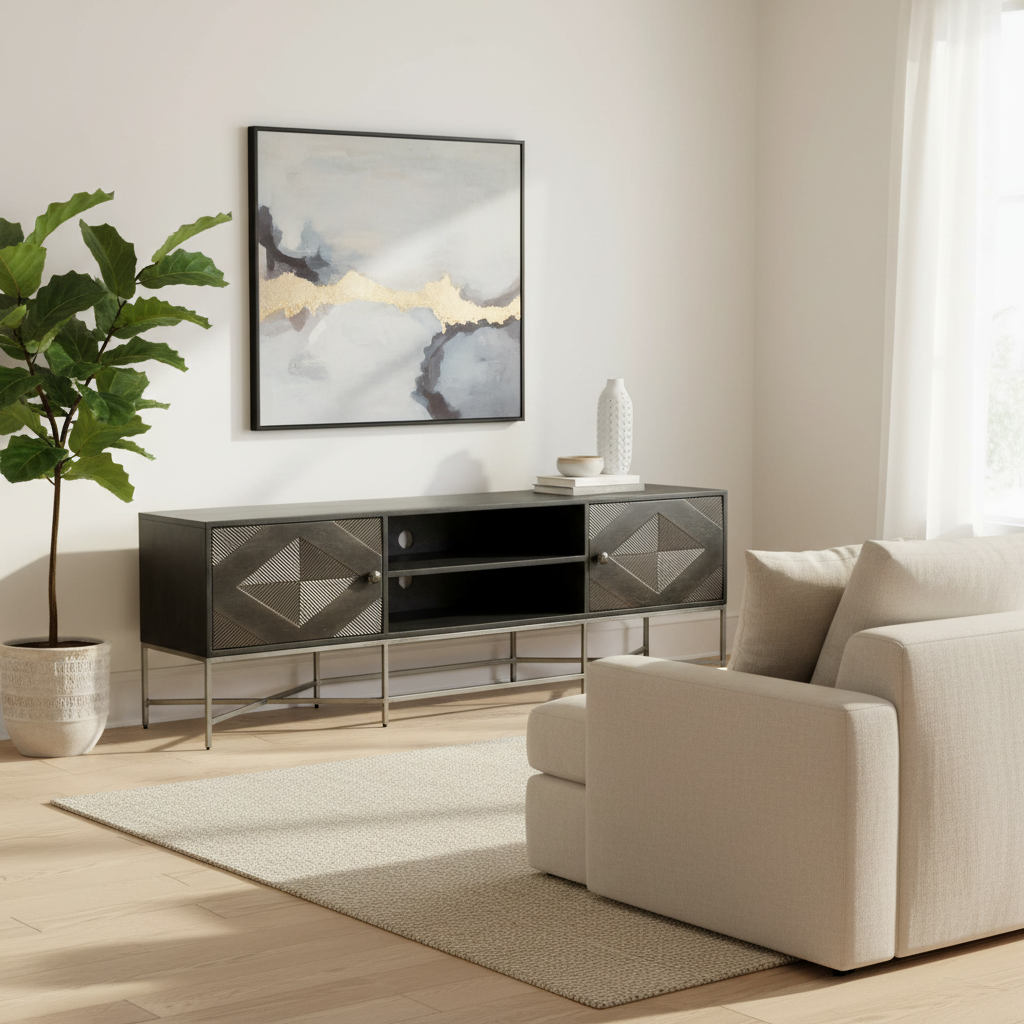 Mercana Hogarth 70.5" x 16" x 23.3" Iron Media Unit