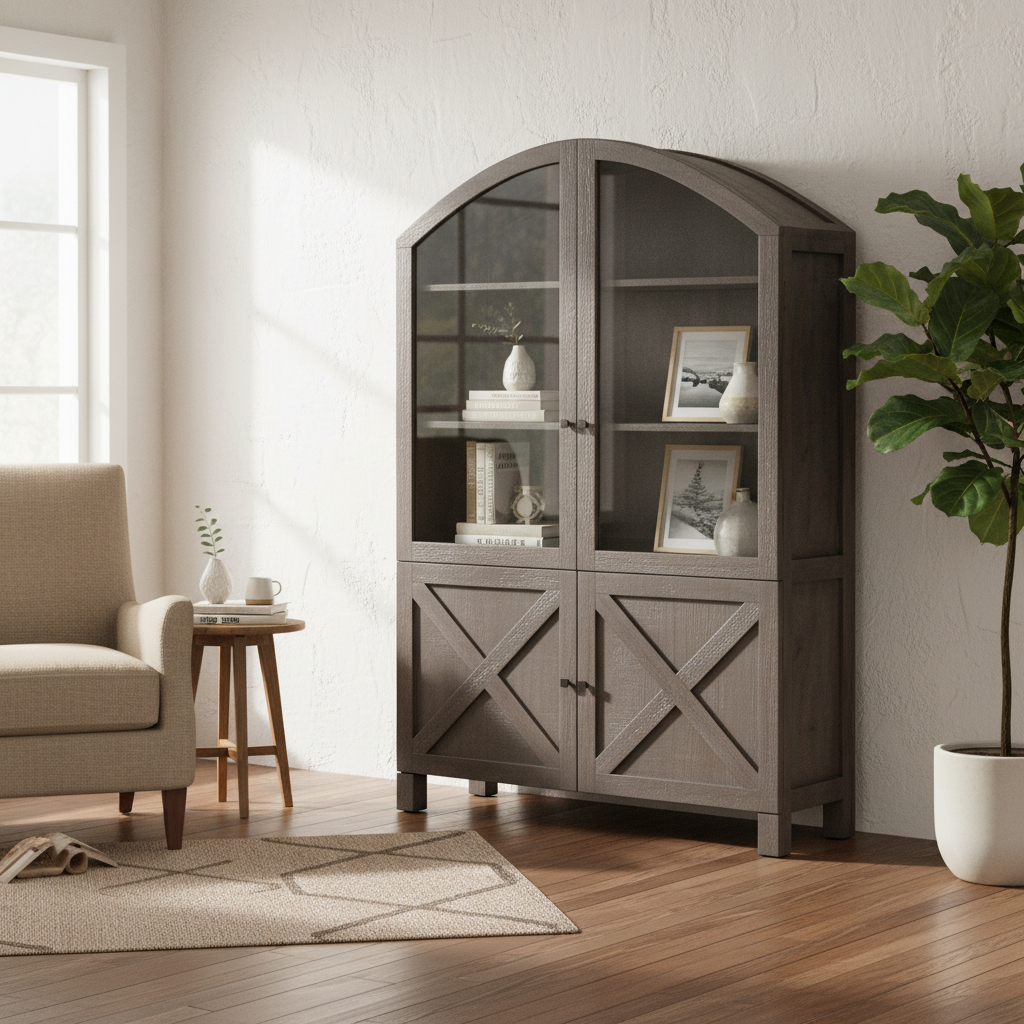 Mercana Barrett 48.5" x 17.3" x 73" Solid Wood Display Cabinet