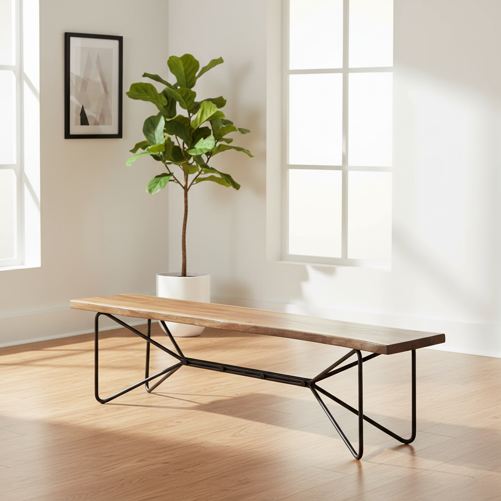 Mercana Papillion 66" x 16" x 17.8" Solid Wood Bench