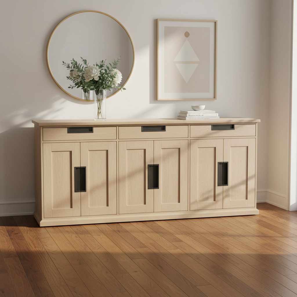 Mercana Braxton 81.5" x 18.5" x 36" Solid Wood Sideboard