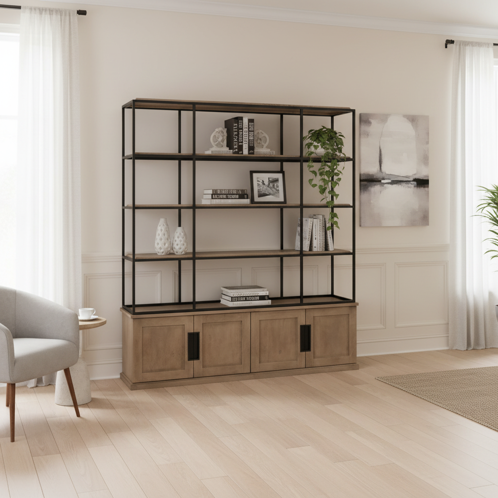 Mercana Braxton 81.5" x 18.5" x 90" Solid Wood Wall Shelf