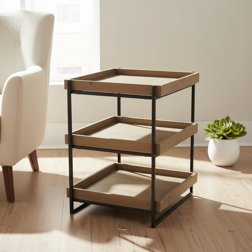 Mercana Trey 20" x 20" x 26" Solid Wood Side Table