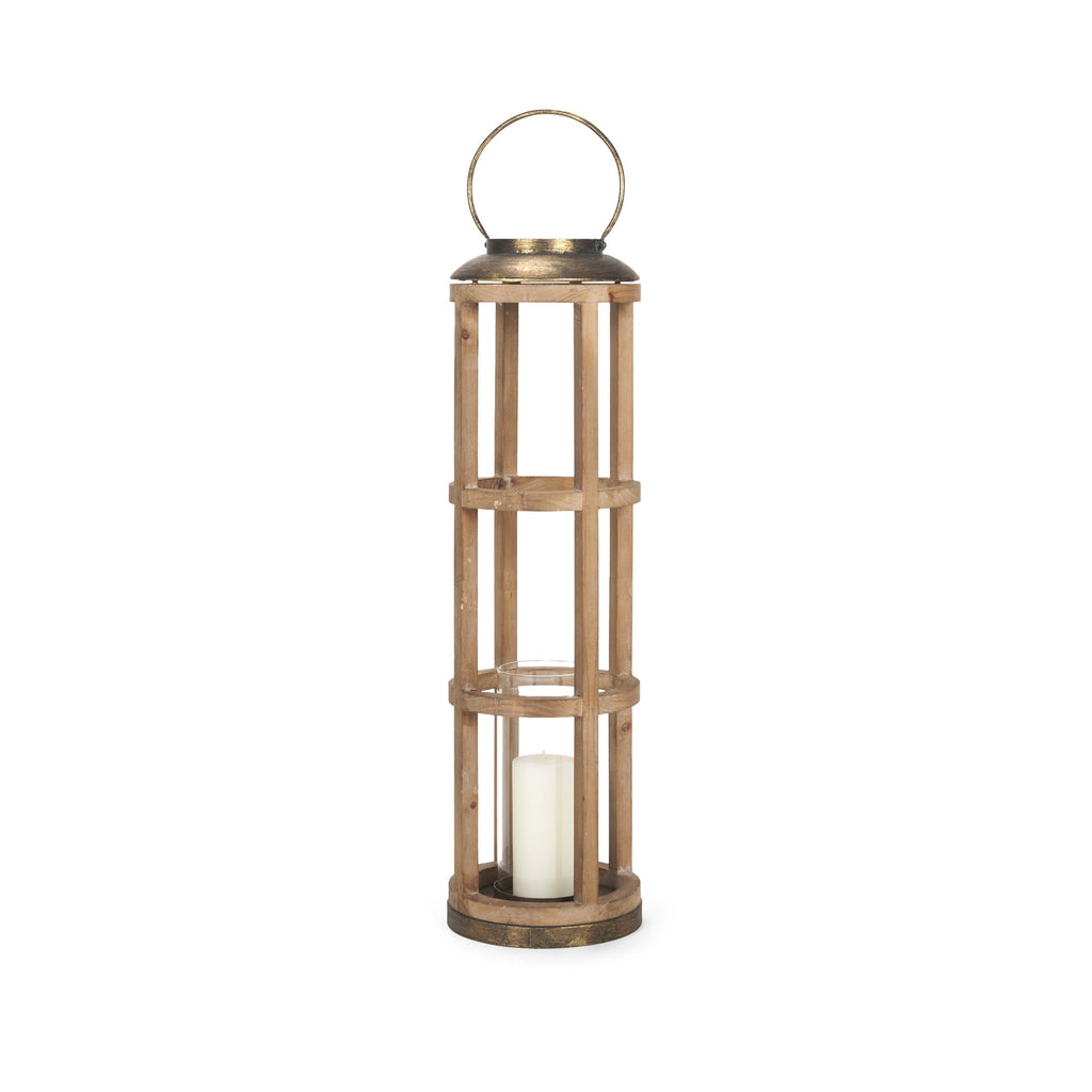 Mercana Andy 8.3" x 8.3" x 34.8" Solid Wood Lantern
