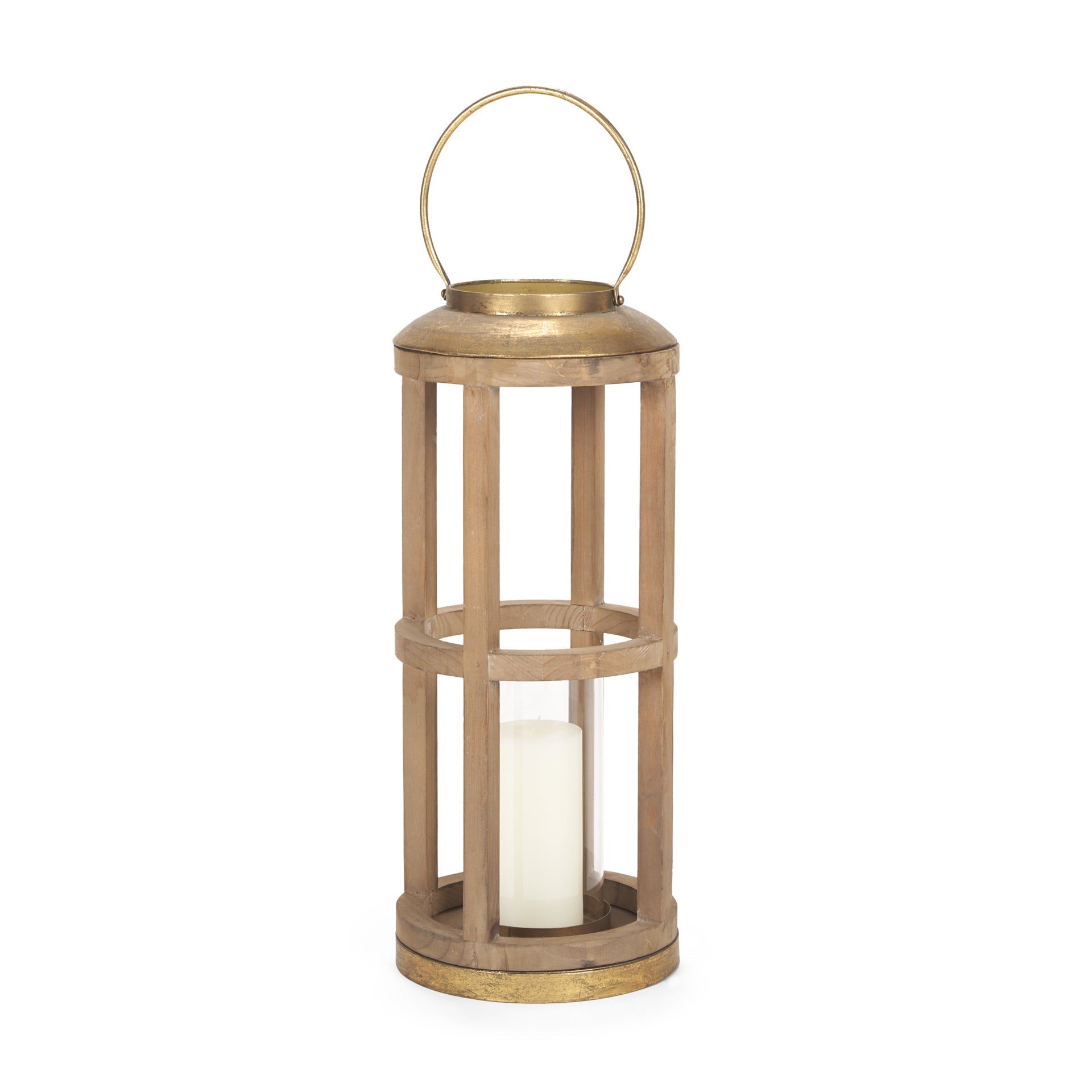 Mercana Andy 8.3" x 8.3" x 25.6" Solid Wood Lantern