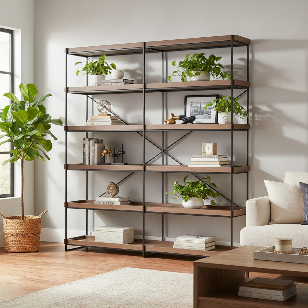 Mercana Trey 80" x 16" x 87.5" Iron Wall Shelf