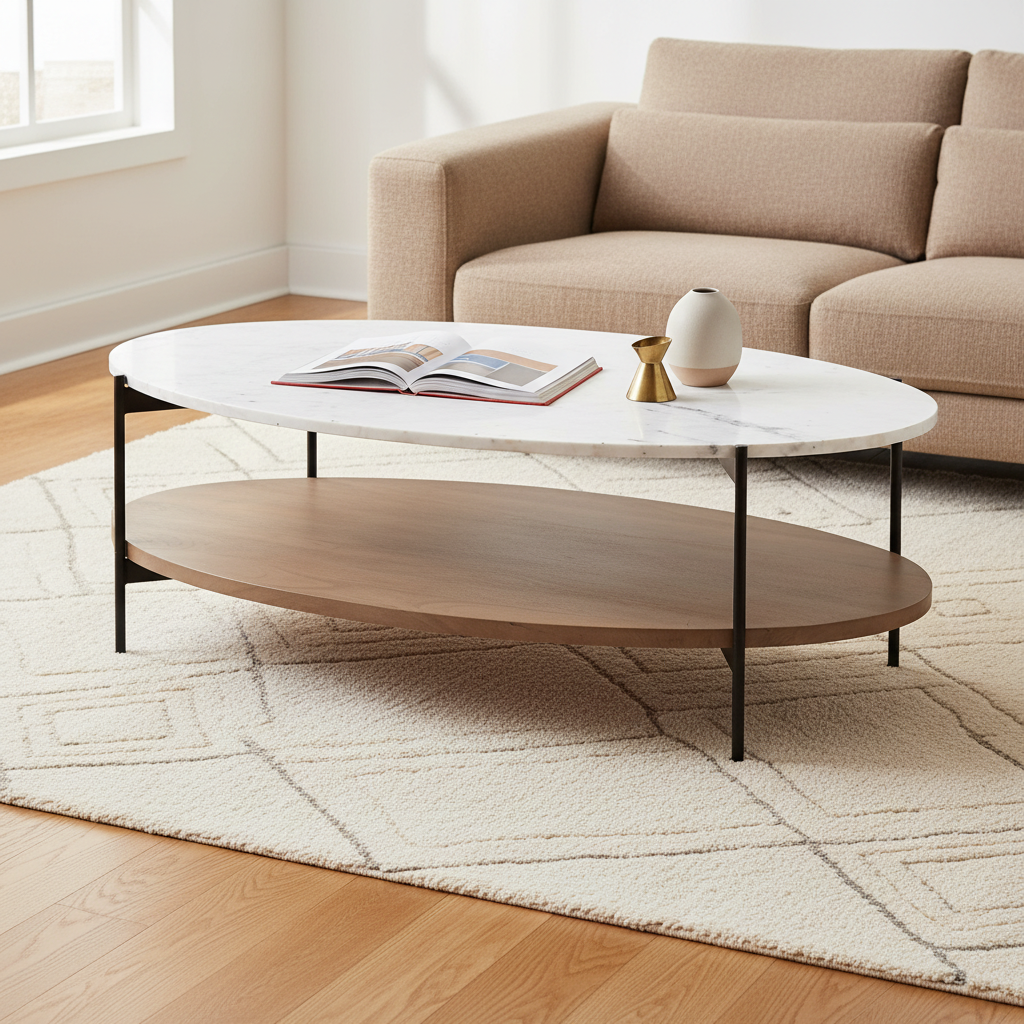 Mercana Larkin 48" x 30" x 16" Solid Wood Coffee Table