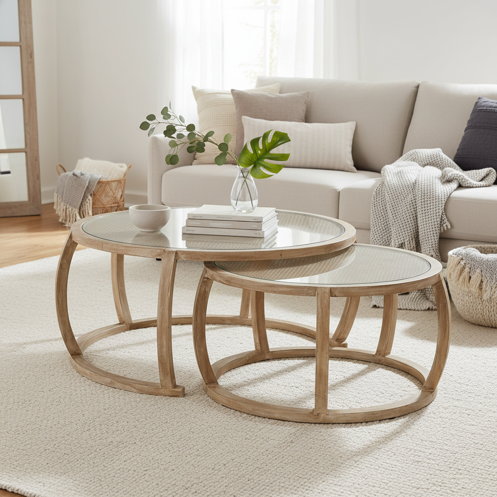 Mercana Hubbard 45.8" x 45.8" x 19" Wood Coffee Table