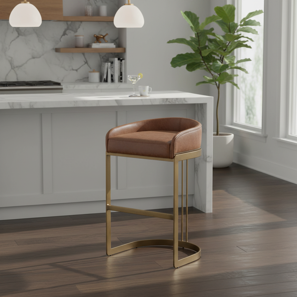 Mercana Hollyfield 20.5" x 19.7" x 32.7" Leather Stool