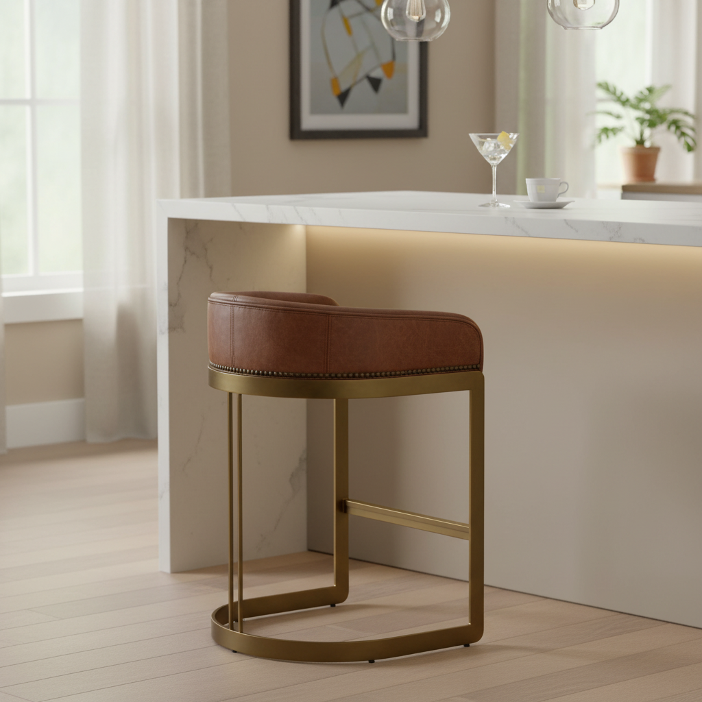 Mercana Hollyfield 20.5" x 19.7" x 28.7" Leather Stool