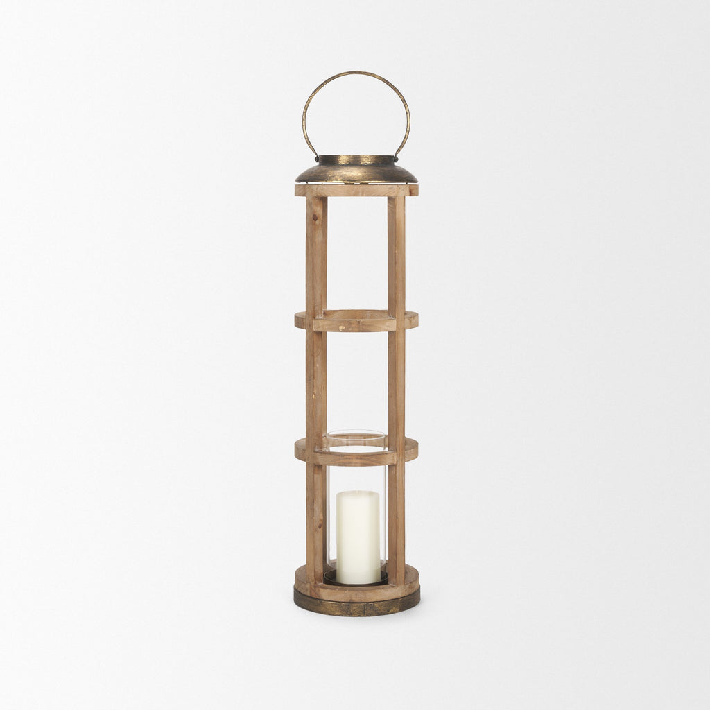 Mercana Andy 8.3" x 8.3" x 34.8" Solid Wood Lantern