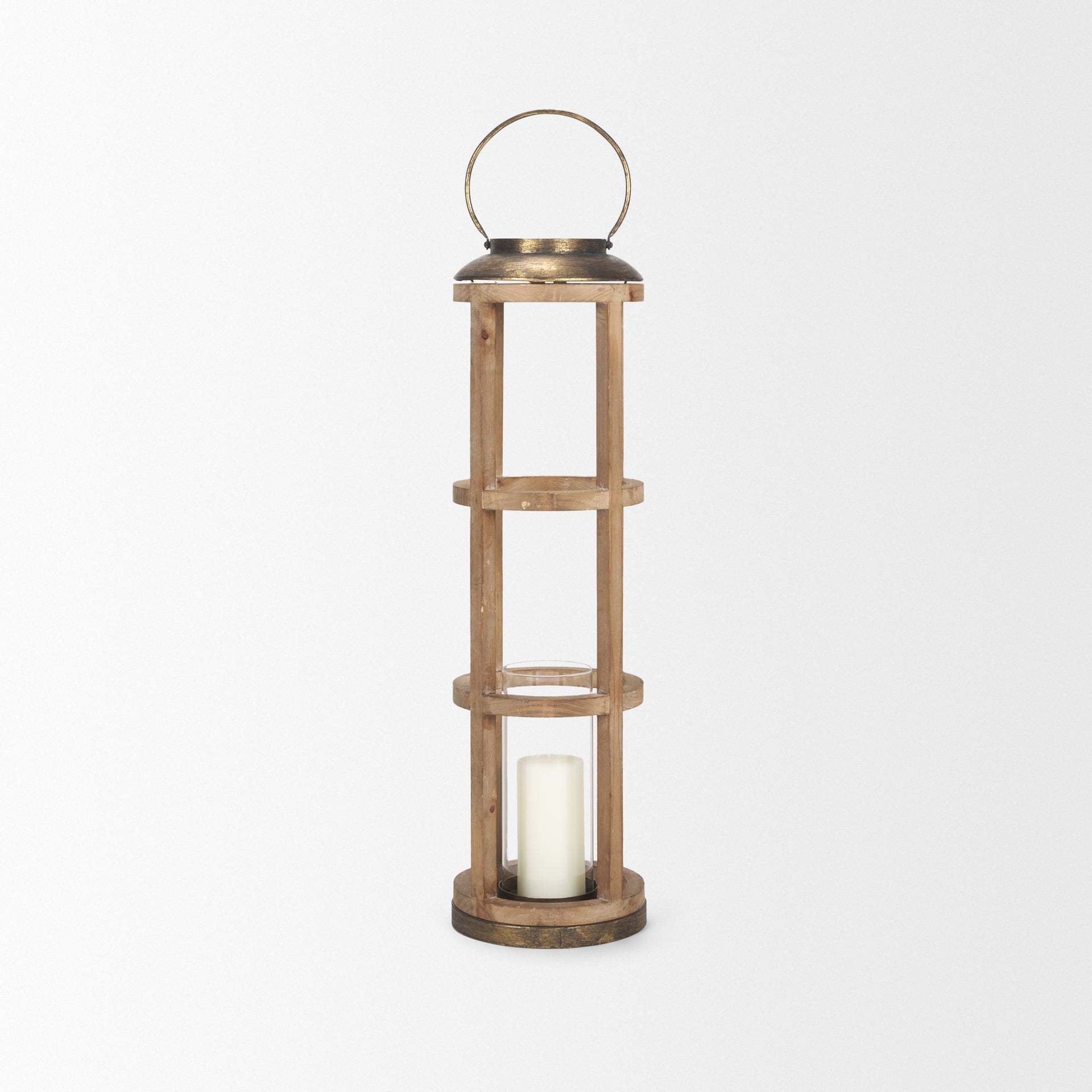 Mercana Andy 8.3" x 8.3" x 34.8" Solid Wood Lantern