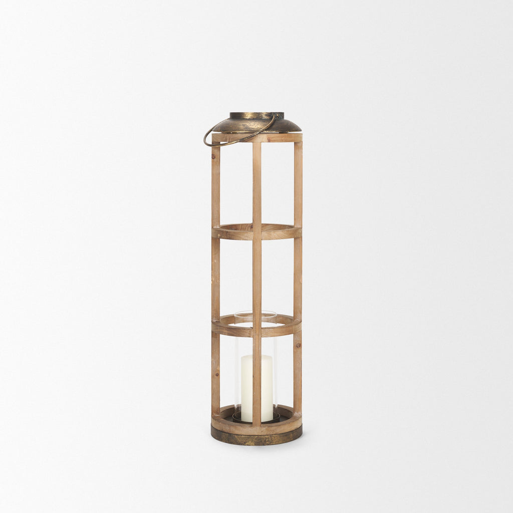 Mercana Andy 8.3" x 8.3" x 34.8" Solid Wood Lantern