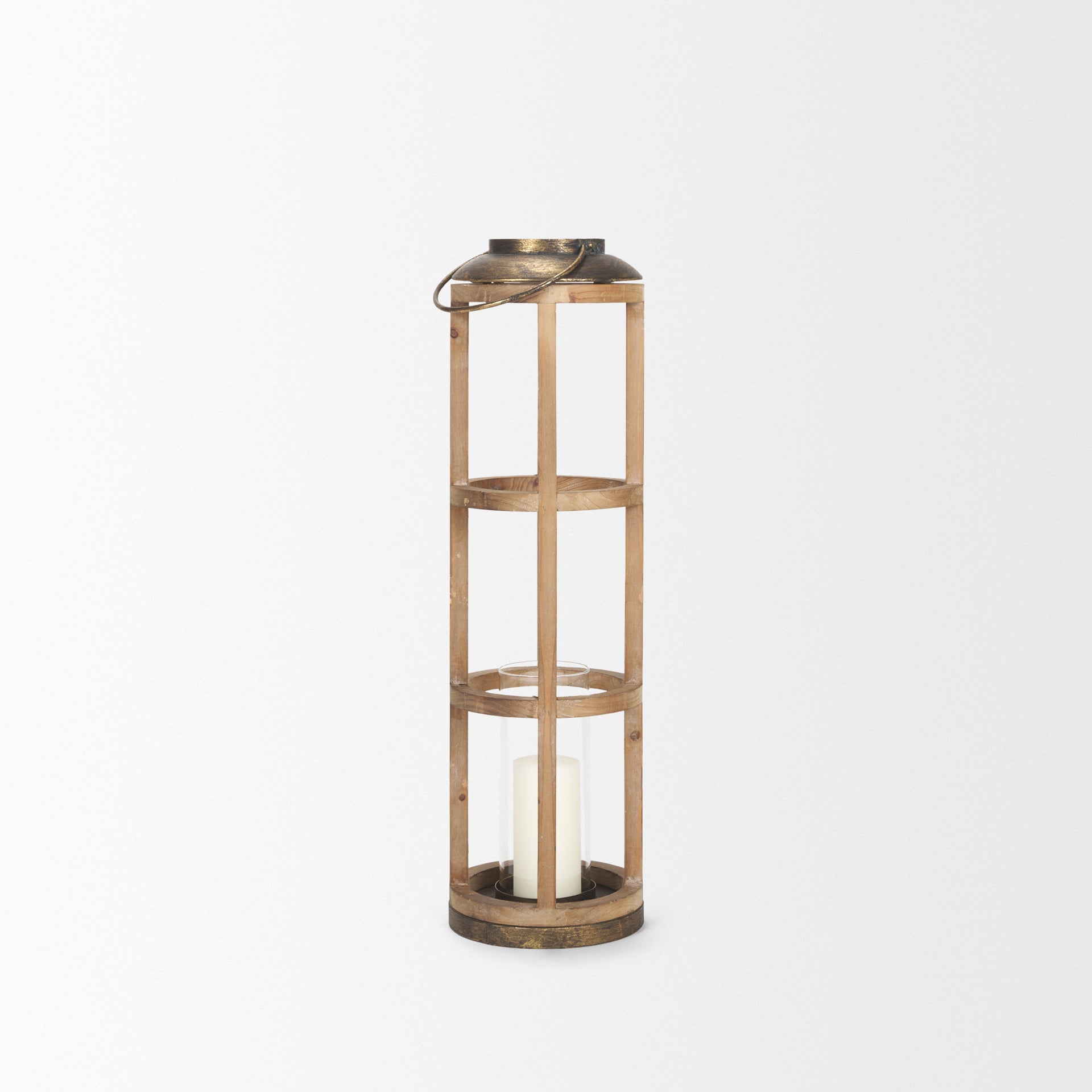 Mercana Andy 8.3" x 8.3" x 34.8" Solid Wood Lantern