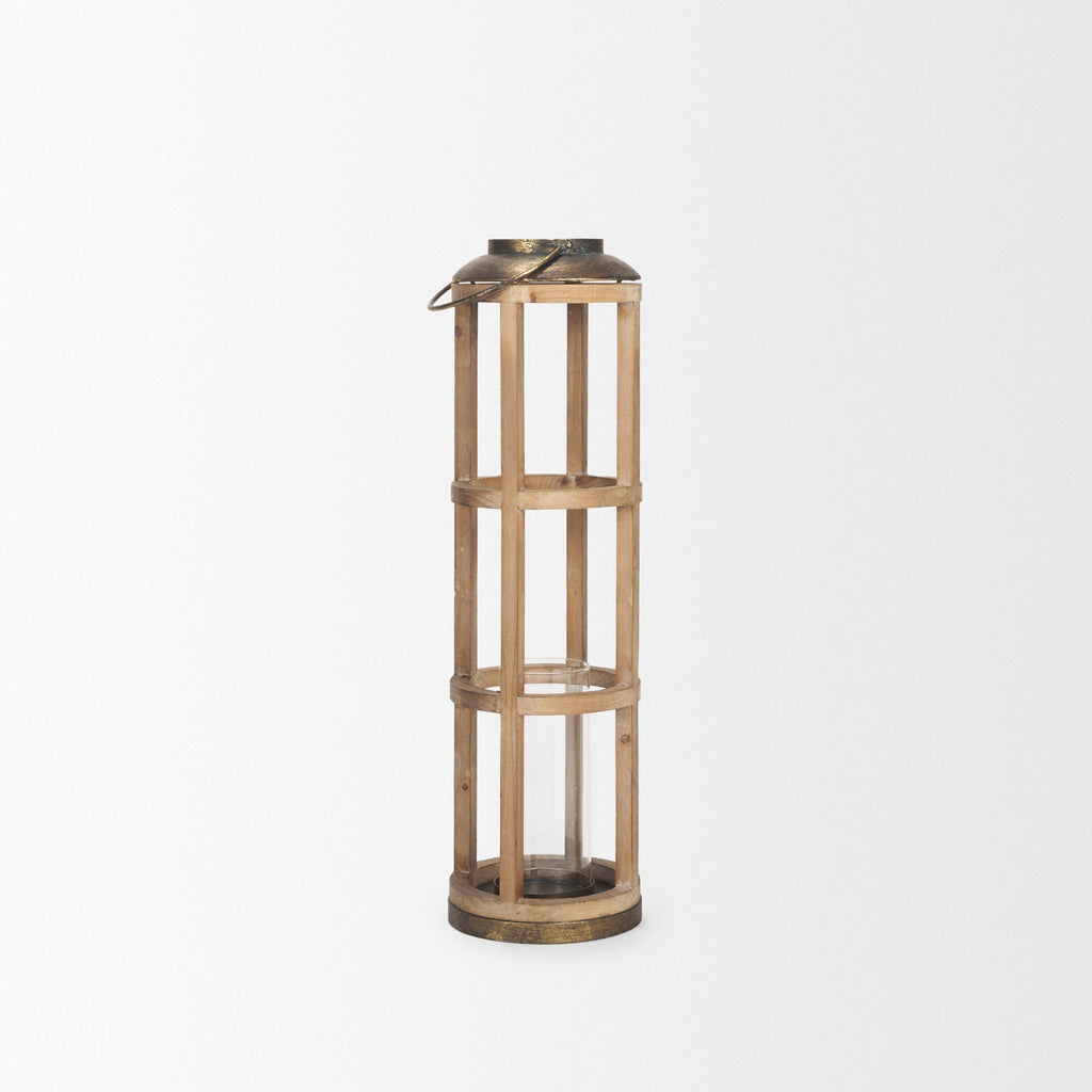 Mercana Andy 8.3" x 8.3" x 34.8" Solid Wood Lantern
