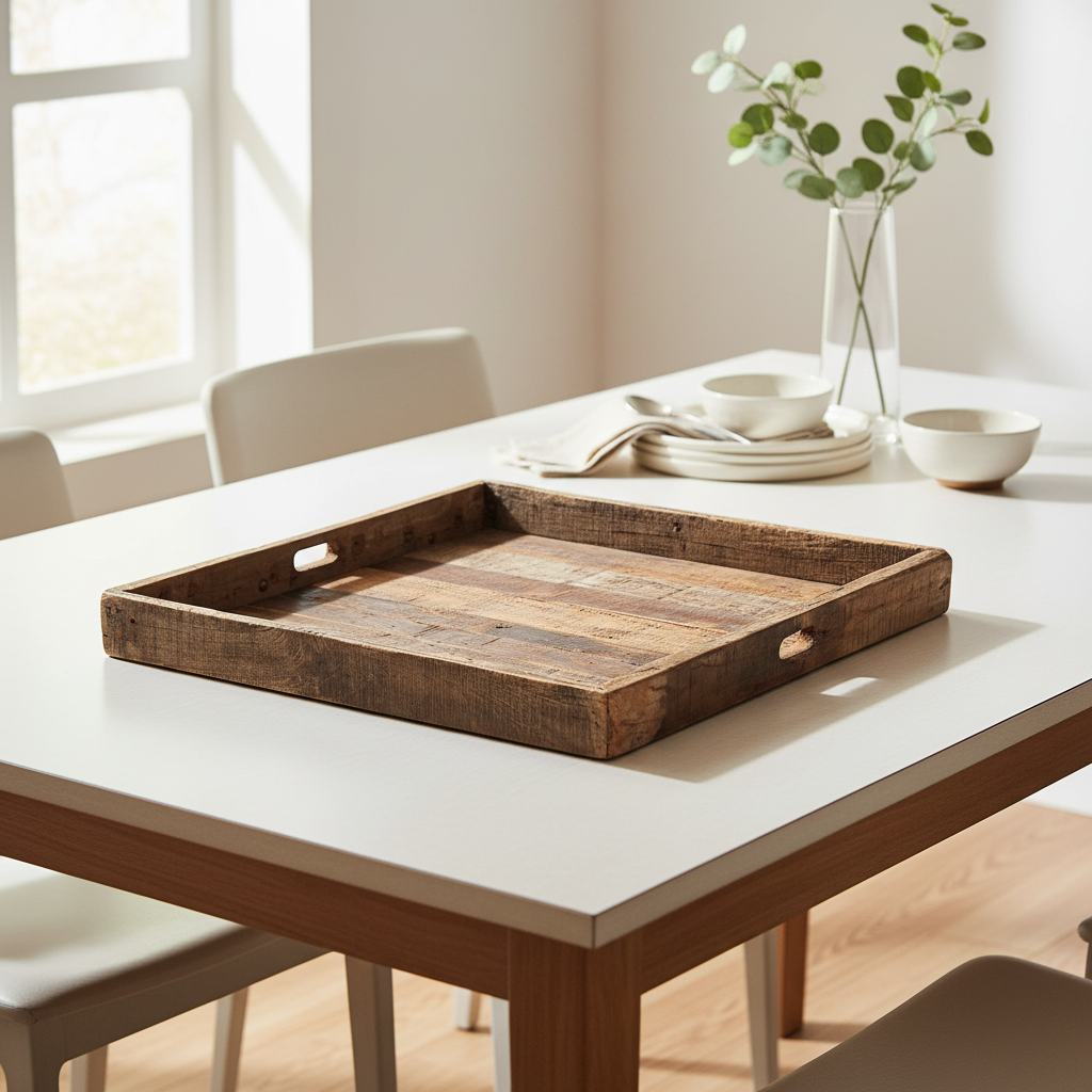 Mercana Carson 30" x 30" x 3" Solid + Manufactured Wood Tray