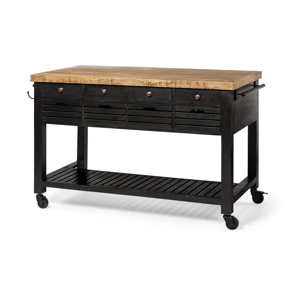 Mercana Columbia 62" x 28" x 36" Solid Wood Kitchen Island