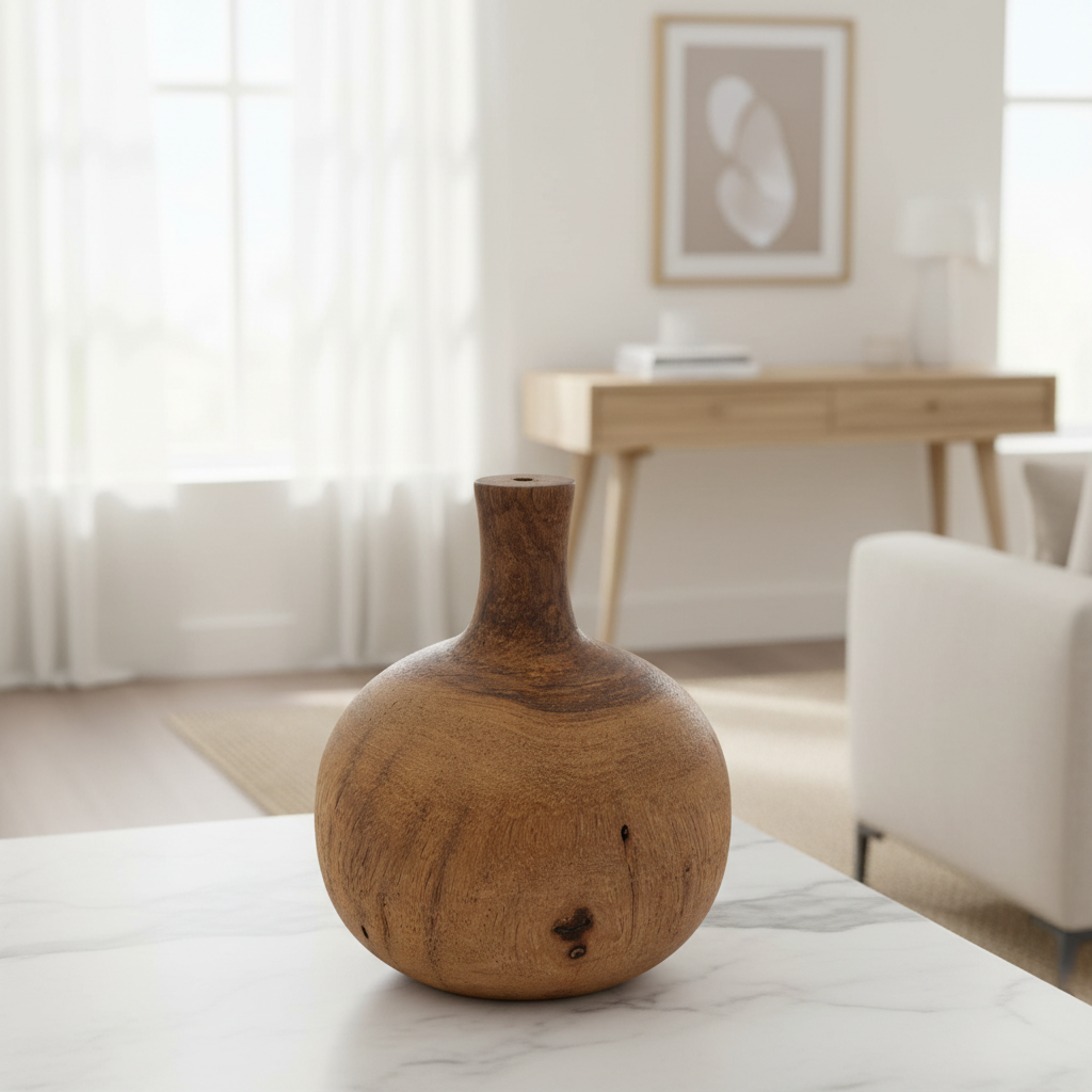 Mercana Afra 5.8" x 5.8" x 7" Solid Wood Decorative Object