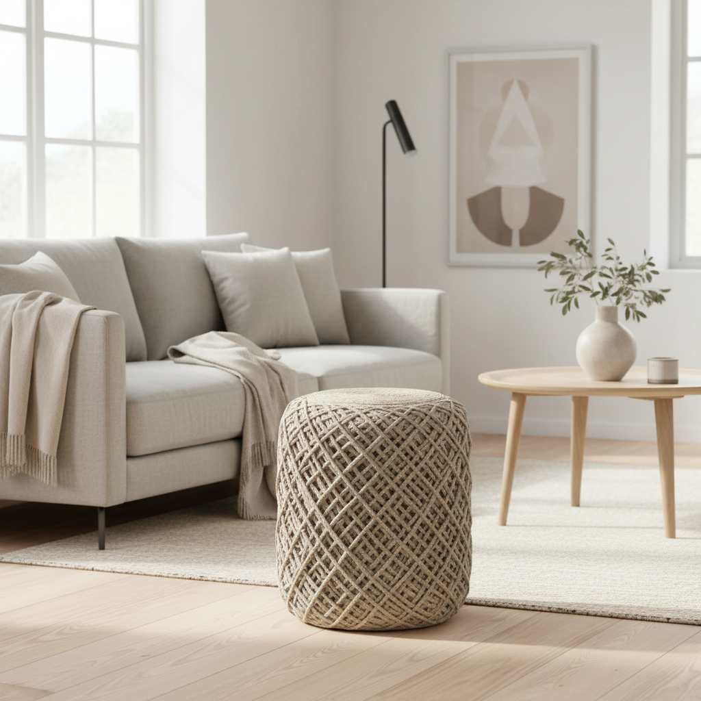 Mercana Allium 15.8" x 15.8" x 17.8" Wool Pouf