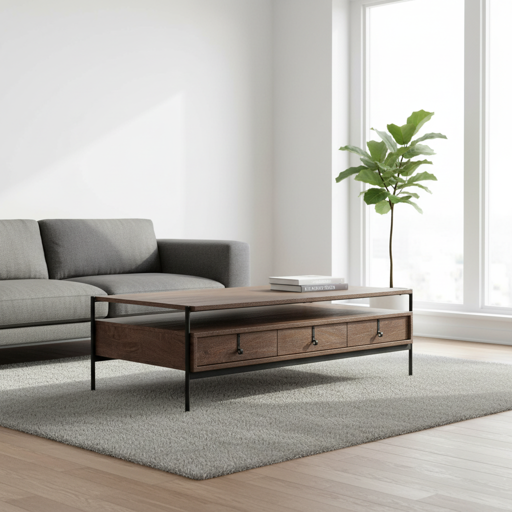 Mercana Glenn 55.8" x 30.5" x 17" Solid Wood Coffee Table