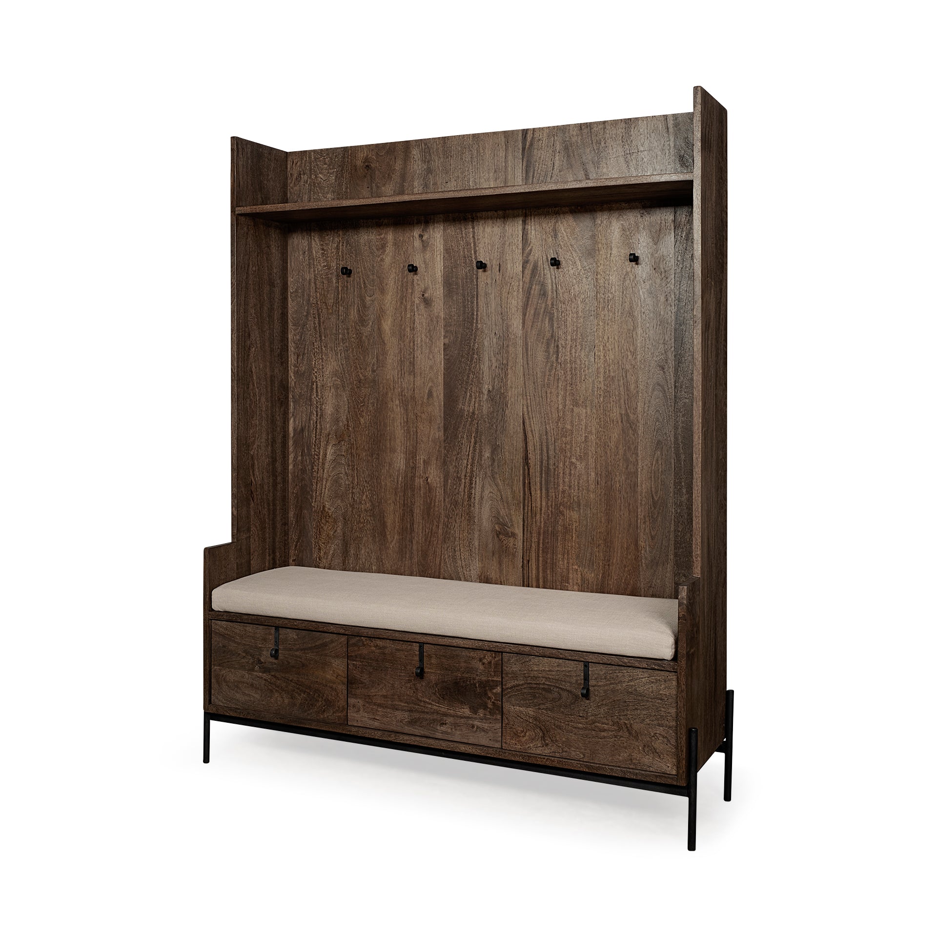 Mercana Glenn 55.5" x 16.5" x 70" Solid Wood Hall Tree