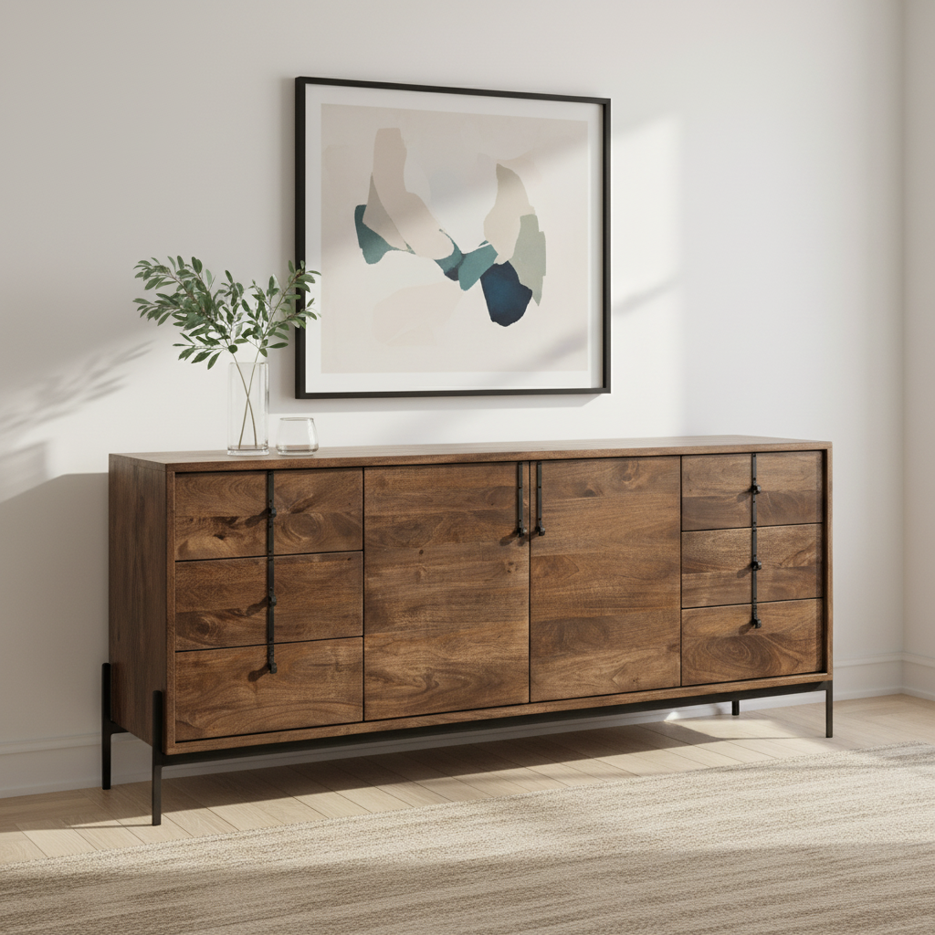 Mercana Glenn 71.5" x 18" x 30" Solid Wood Sideboard