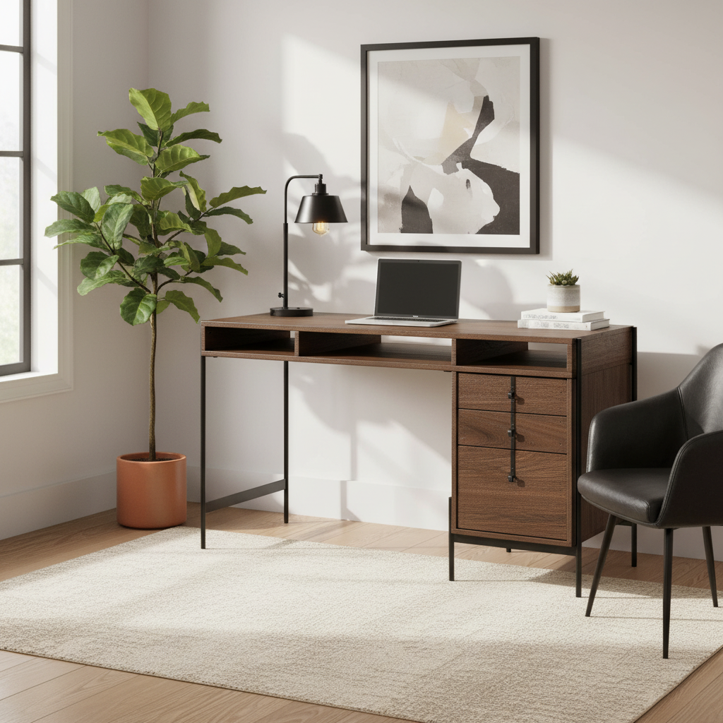 Mercana Glenn 55.5" x 22" x 31" Solid Wood Desk