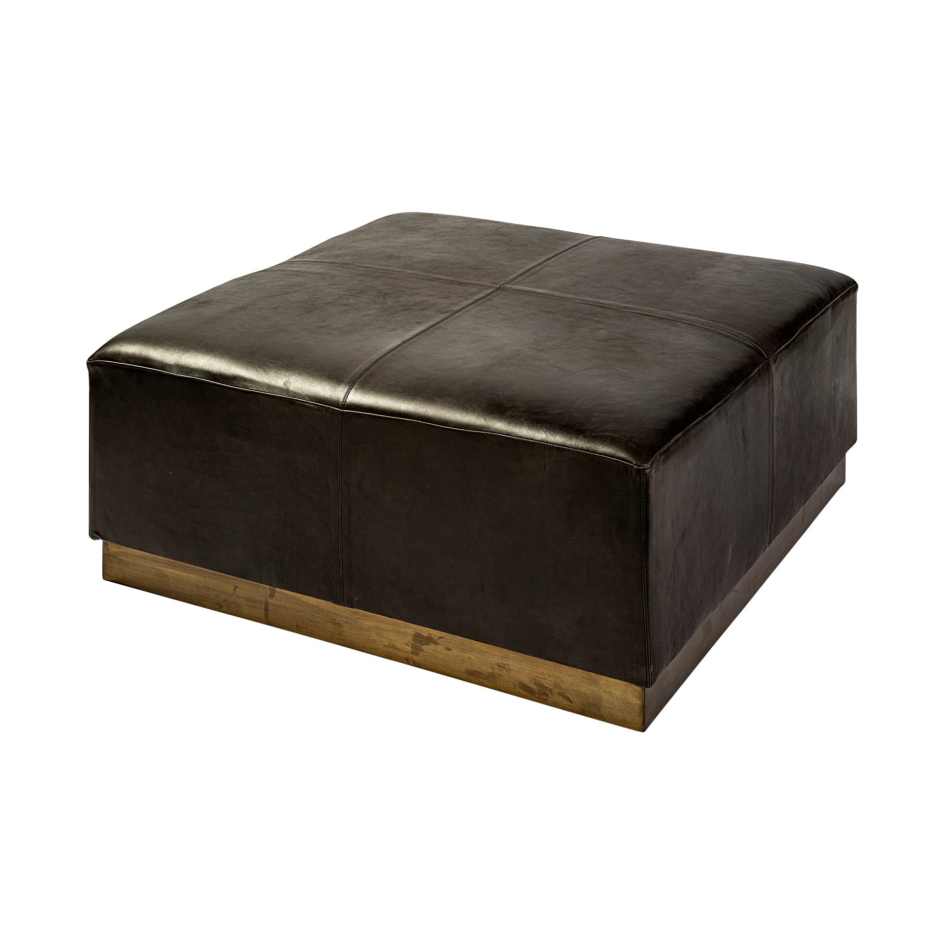 Mercana Minara 36" x 36" x 16" Leather Ottoman