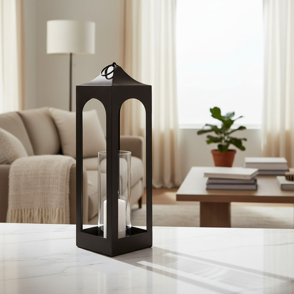 Mercana Ina 6.7" x 6.7" x 29.5" Marble Lantern