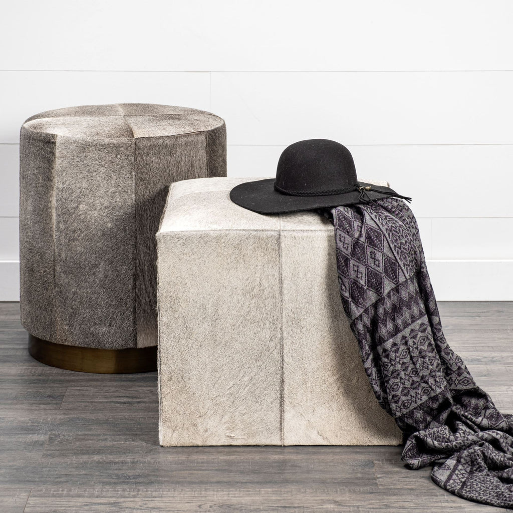 Mercana Zahavi 20" x 20" x 20" Leather Ottoman