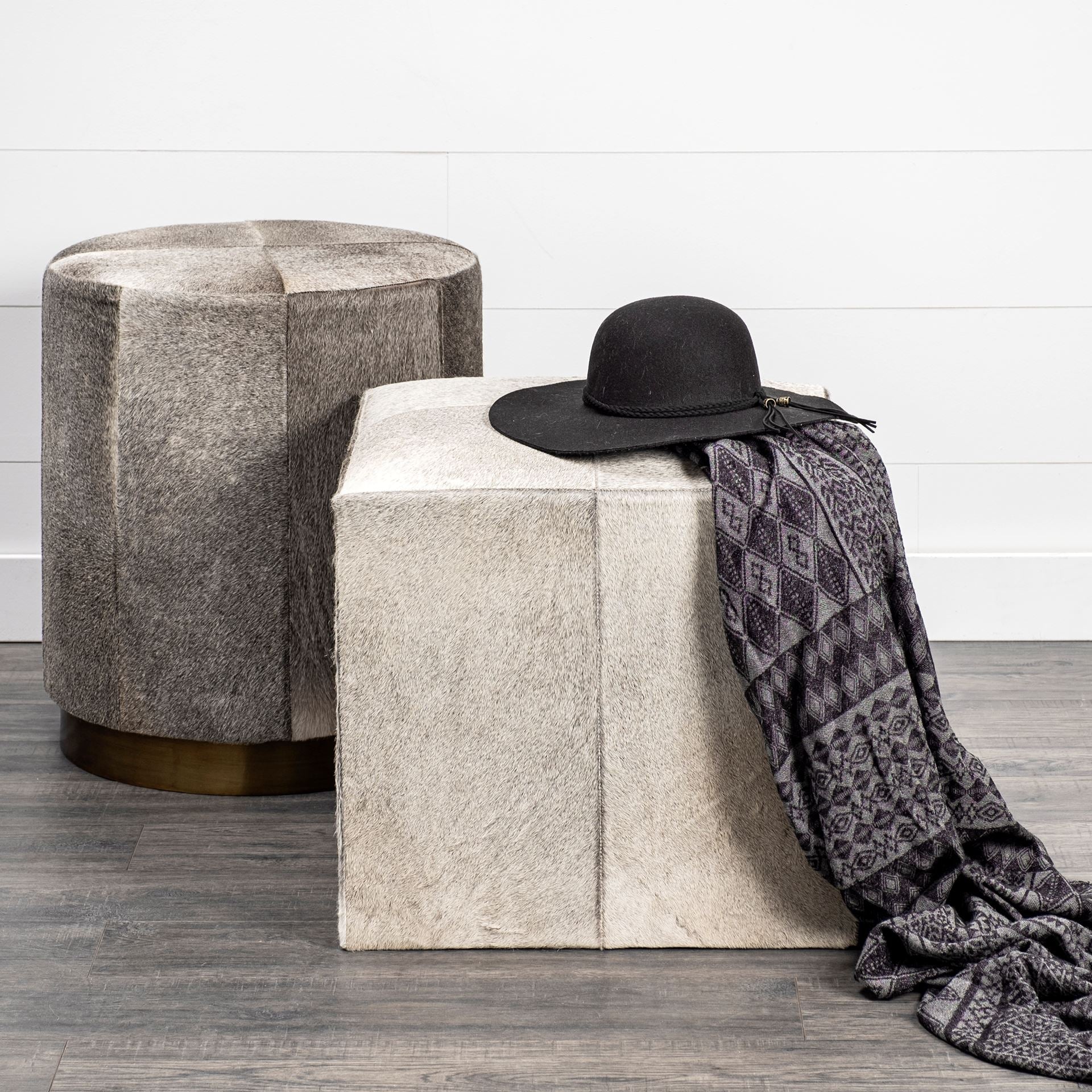Mercana Zahavi 20" x 20" x 24" Leather Ottoman