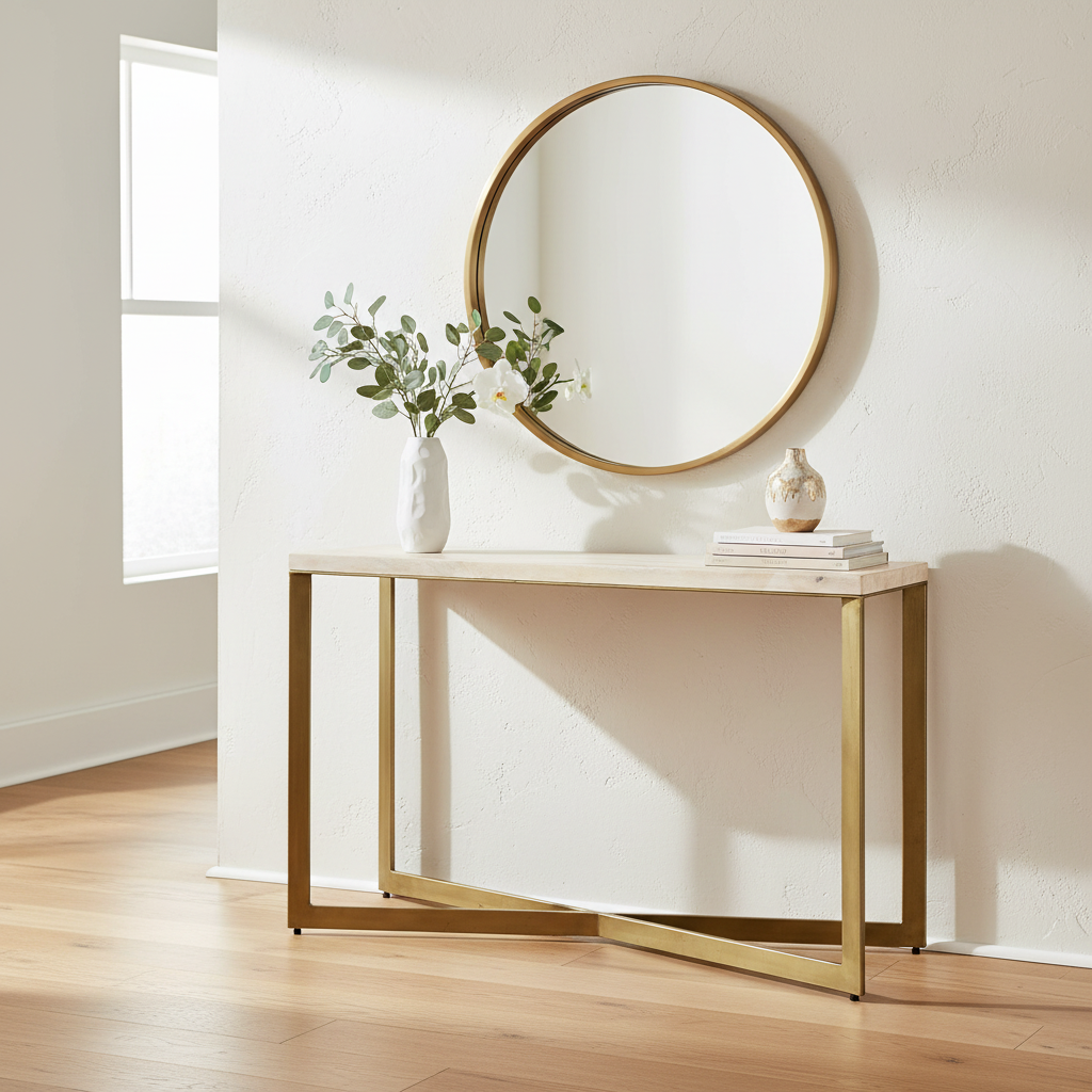 Mercana Faye 50" x 15" x 30" Iron Console Table