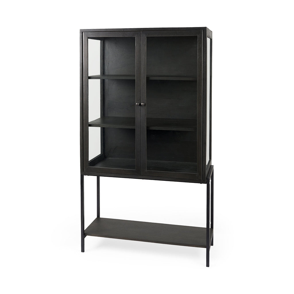 Mercana Arelius 36" x 18.8" x 63" Solid Wood Display Cabinet