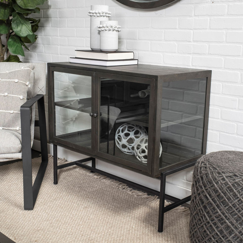 Mercana Arelius 36" x 18" x 32" Solid Wood Accent Cabinet