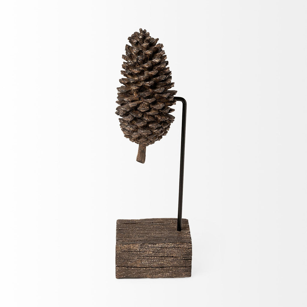 Mercana Pinterra 3.9" x 3.9" x 11" Solid Wood Decorative Object