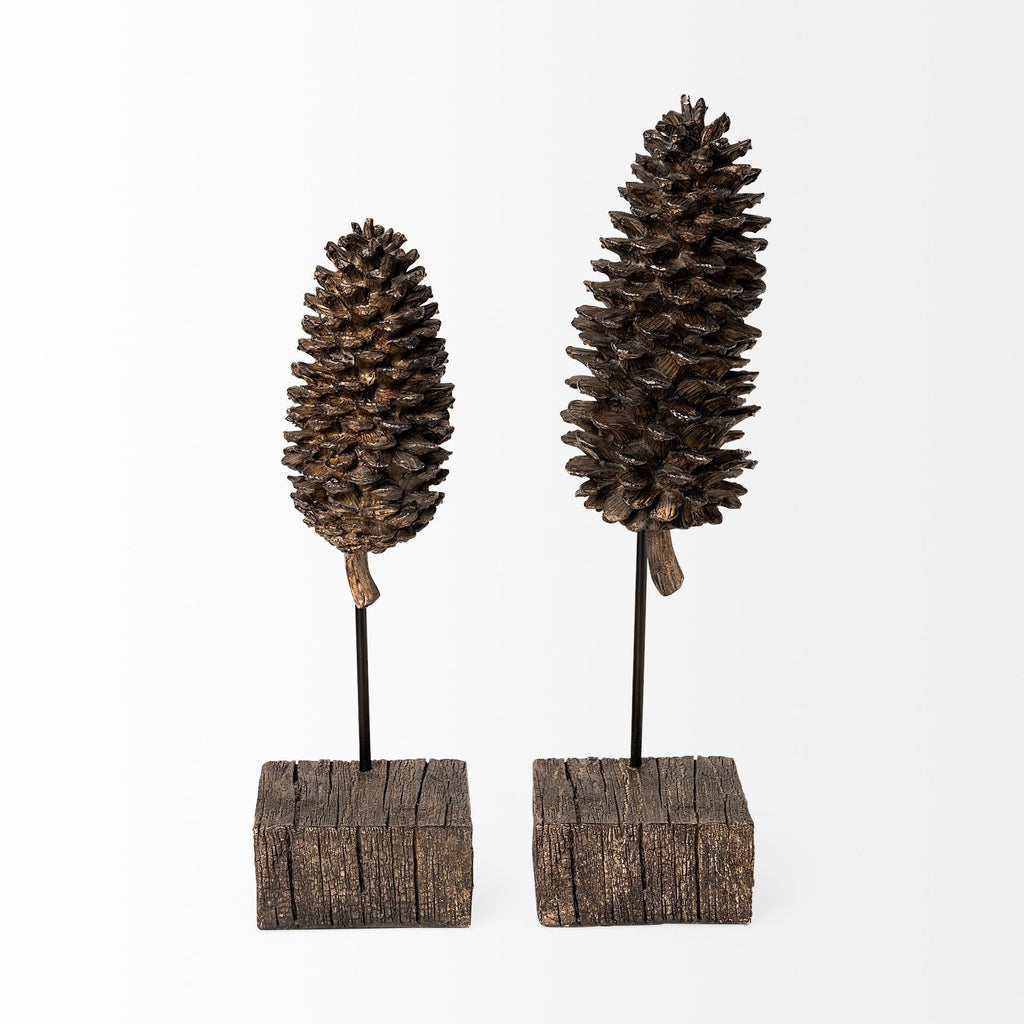 Mercana Pinterra 3.9" x 3.9" x 11" Solid Wood Decorative Object