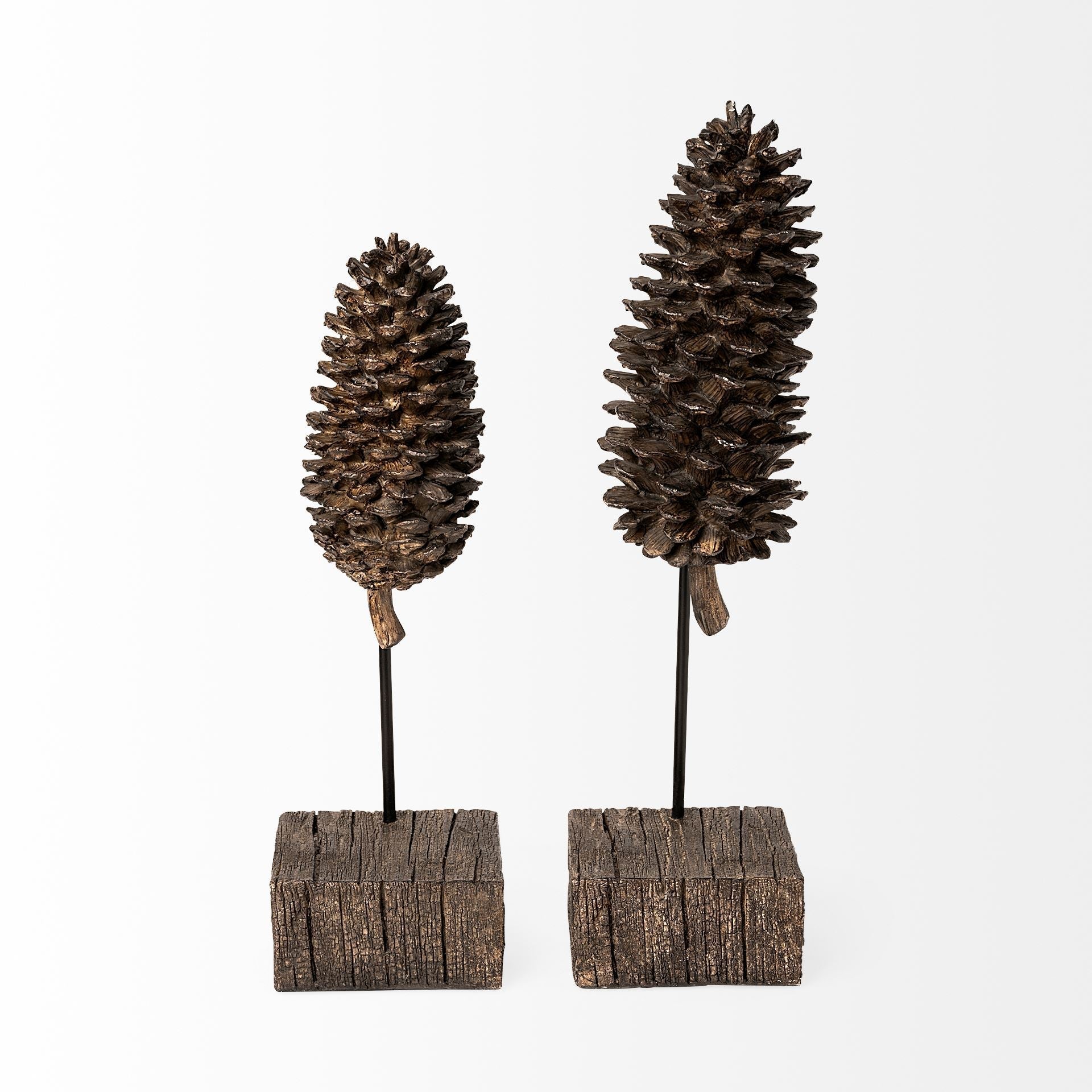 Mercana Pinterra 3.9" x 3.9" x 11" Solid Wood Decorative Object