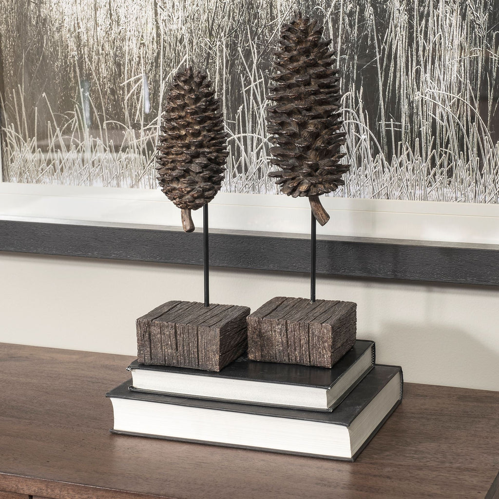 Mercana Pinterra 3.9" x 3.9" x 11" Solid Wood Decorative Object