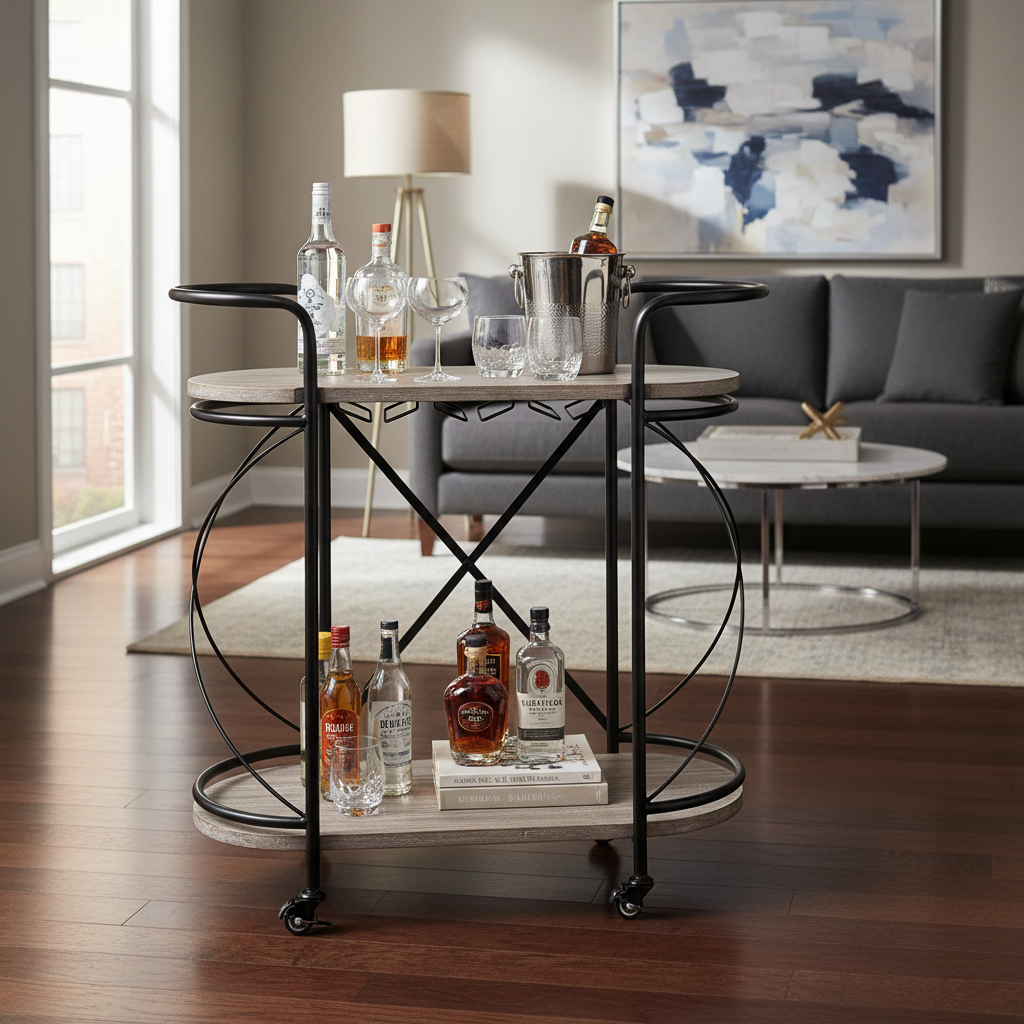 Mercana Marlon 34.6" x 15.4" x 34.3" Bar Cart