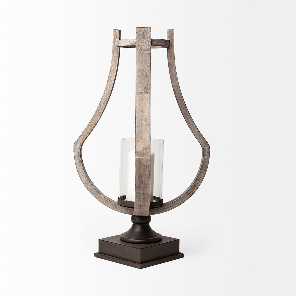 Mercana Brillion 11" x 10.8" x 25" Solid Wood Candle Holder