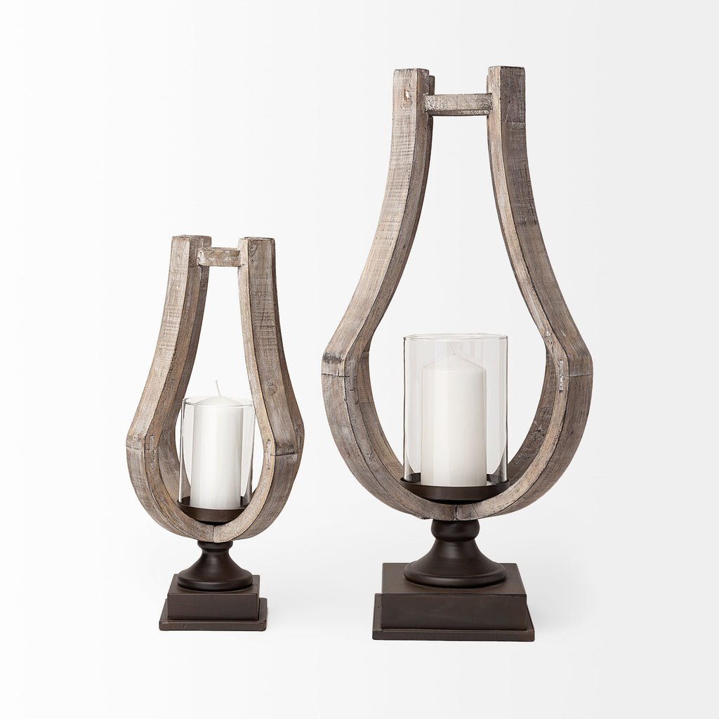 Mercana Brillion 11" x 10.8" x 25" Solid Wood Candle Holder